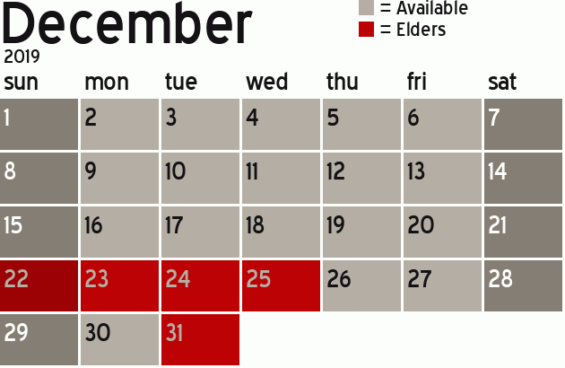 Missionary Dinner Calendar