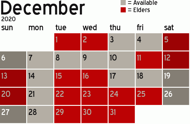 Missionary Dinner Calendar