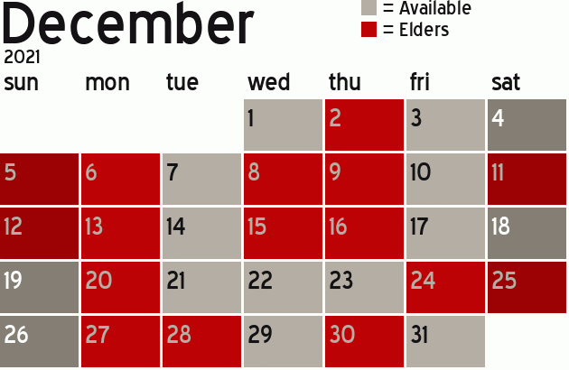 Missionary Dinner Calendar