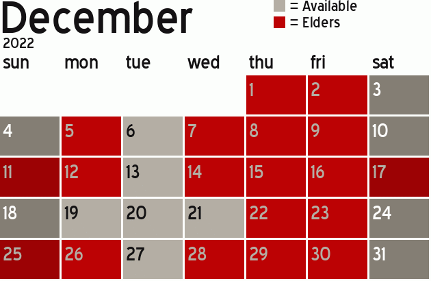 Missionary Dinner Calendar